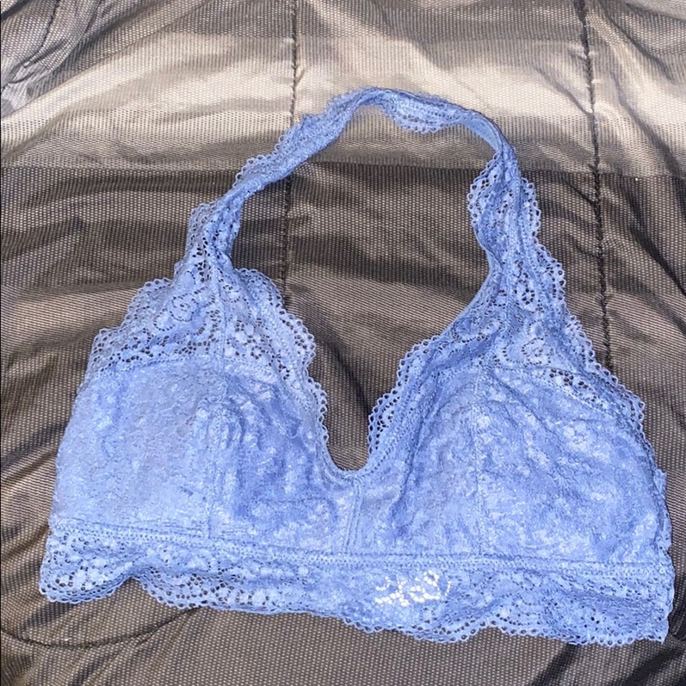 Aerie romantic lace halter bralette blue large